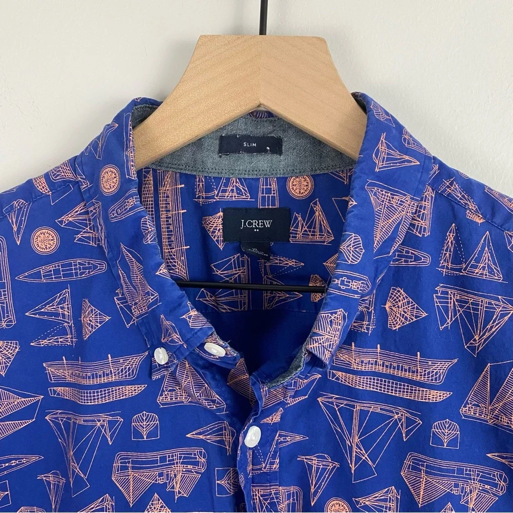 J. Crew Blue Button-Down Boat Shirt